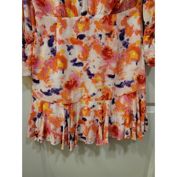 Betsey Johnson Sunset Floral Ruffle Trim Wrap Dress - Picture 7 of 10